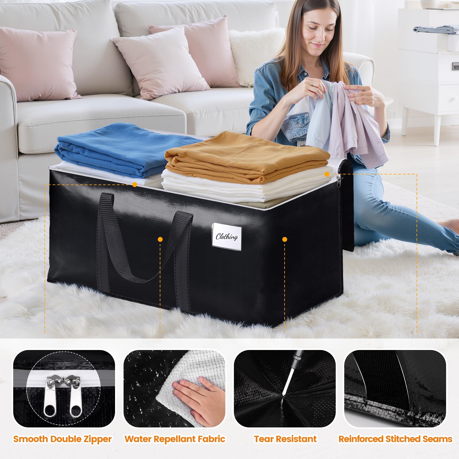 StoreHappily strong handles provide a comfortable grip for heavy loads.