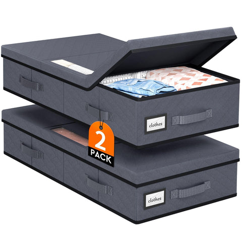 StoreHappily under-bed storage with lid keeps blankets dust-free and organized.