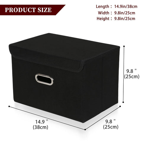 StoreOne foldable storage bin with lid and metal handles for easy transport.