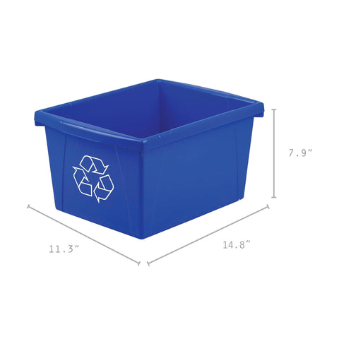 Storex blue recycle bin ready for multipack shipments and office collections