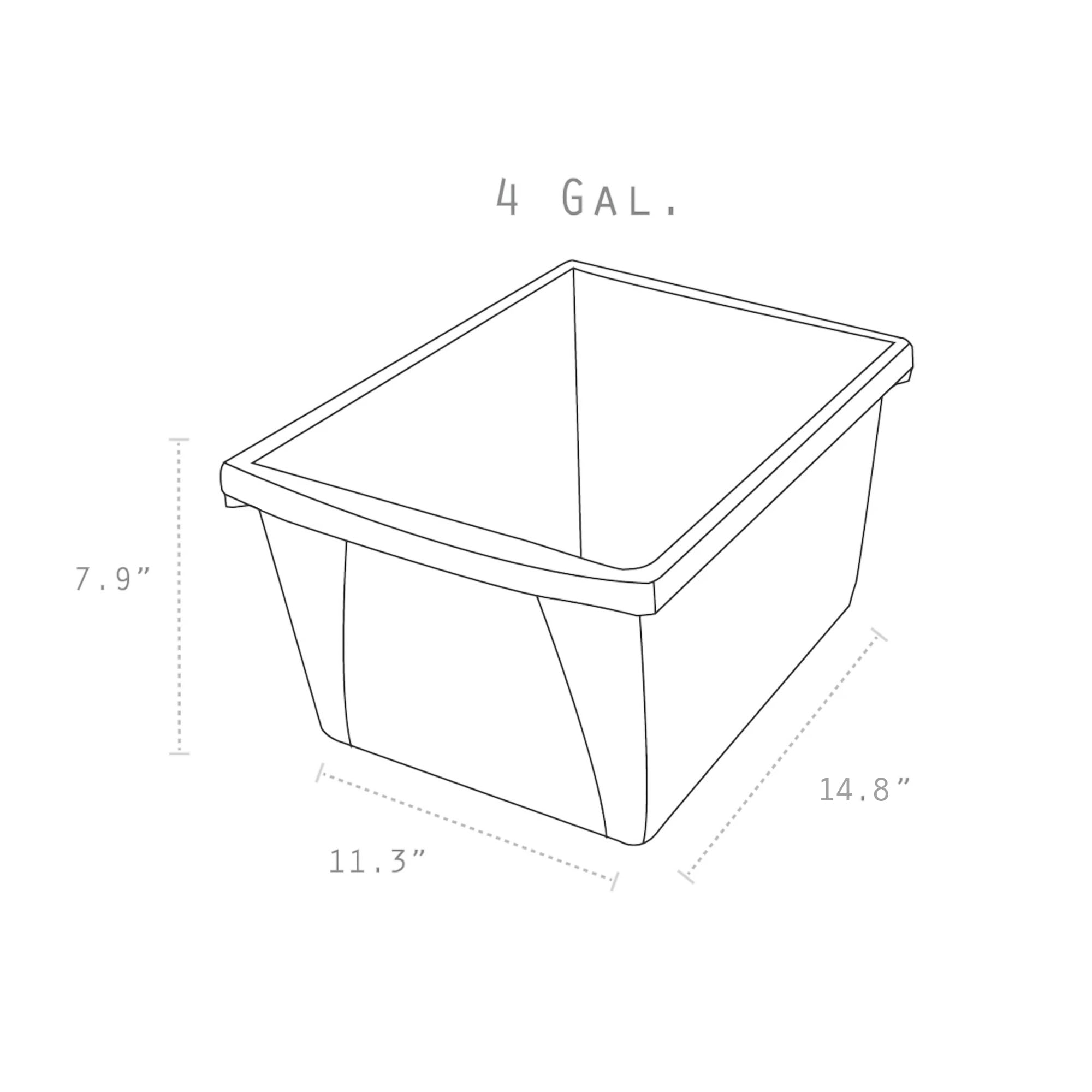 Storex 4-gallon blue recycle bin side view highlighting compact footprint