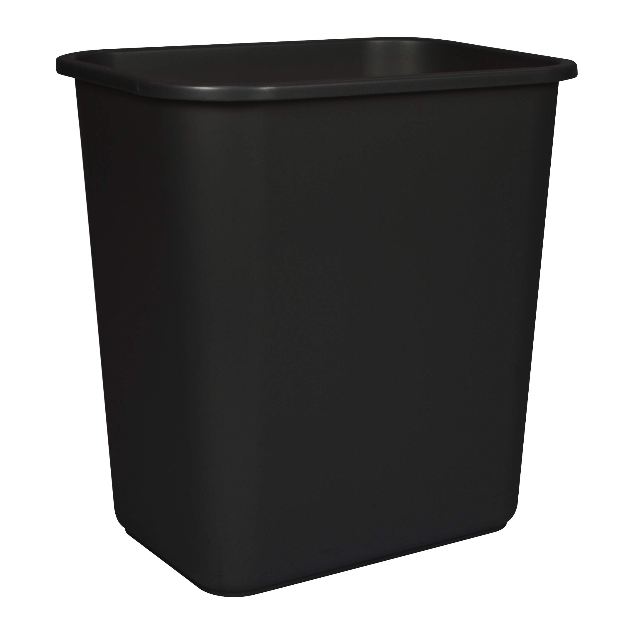 Storex 7-gallon gray trash can in durable plastic for long-lasting use.