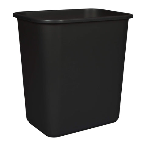 Storex 7-gallon gray trash can in durable plastic for long-lasting use.