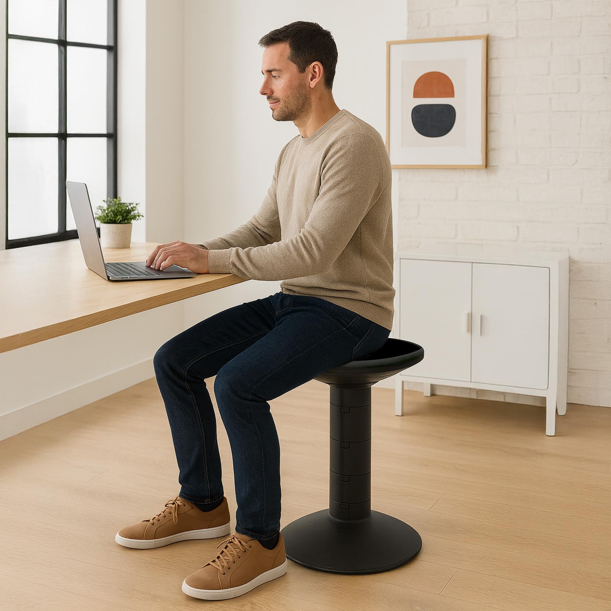 Storex Wiggle Stool with integrated handles for easy transport by students