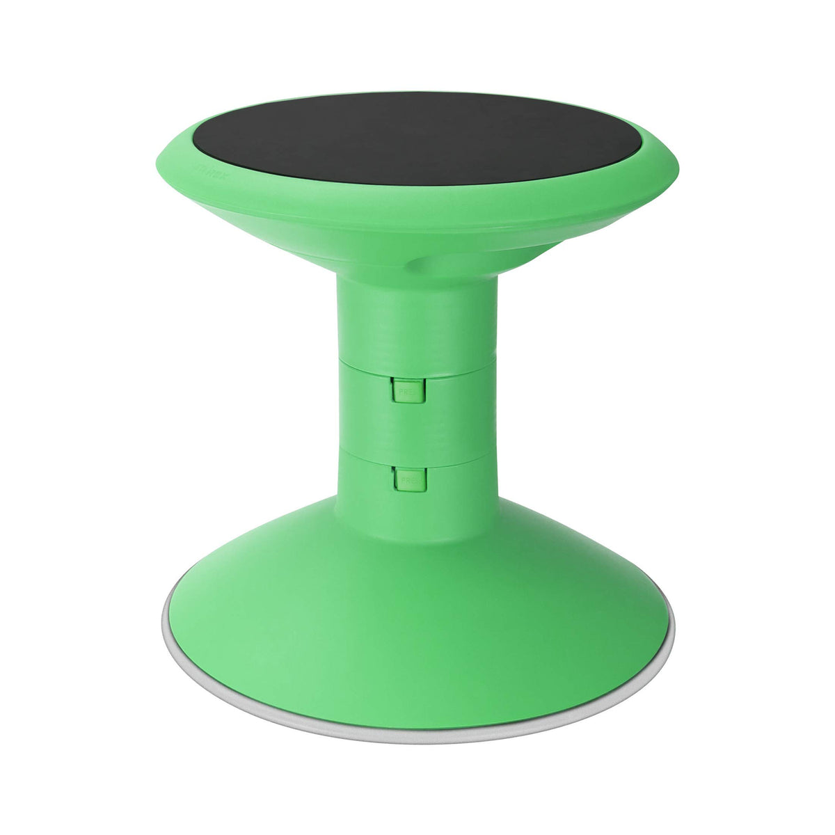 Storex Wiggle Stool seat height adjusts 12-18 inches for growing students.