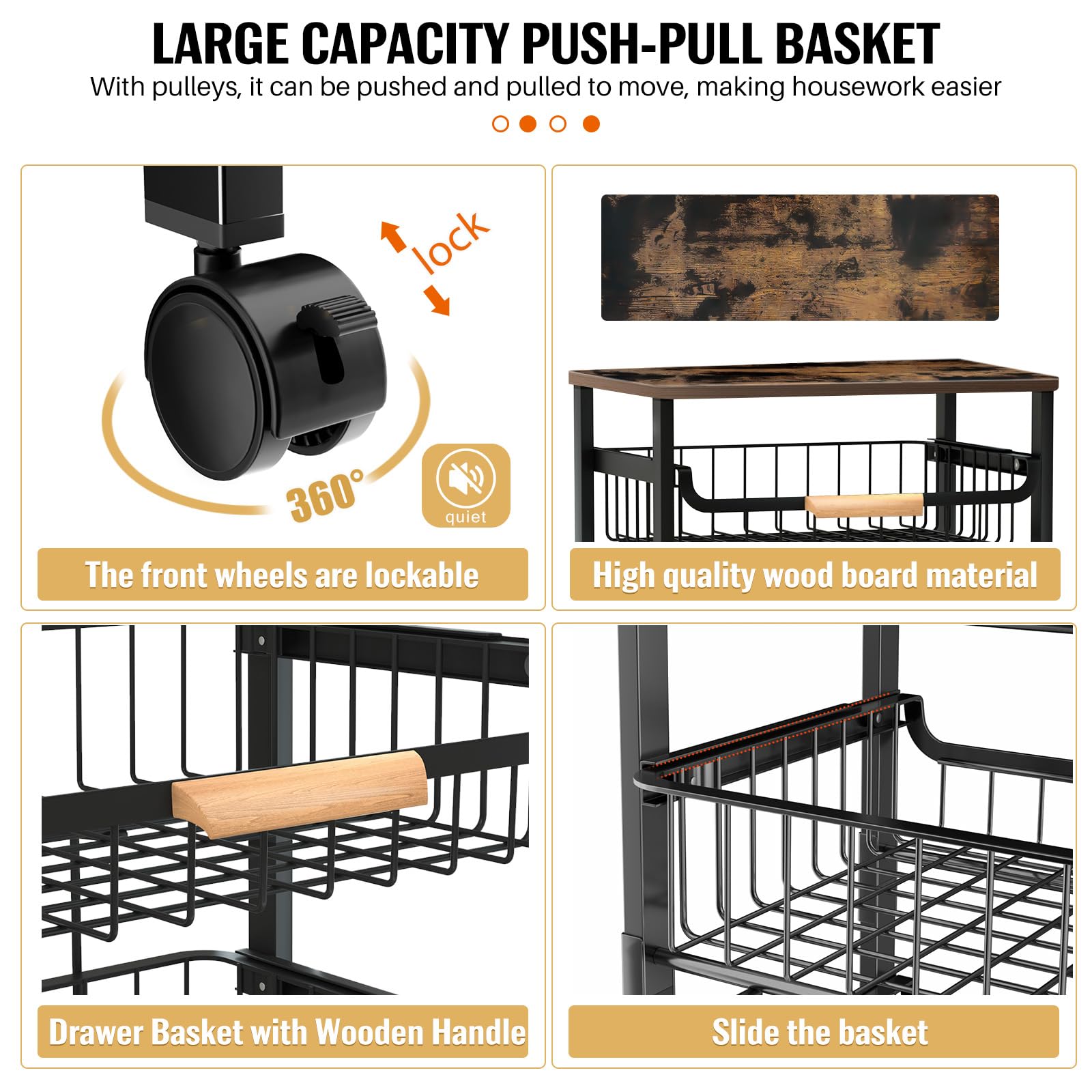 Storico 5-tier cart dimensions help fit tight spaces.