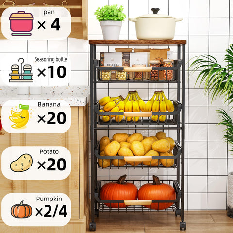 Storico cart with mesh baskets keeps supplies organized and accessible.