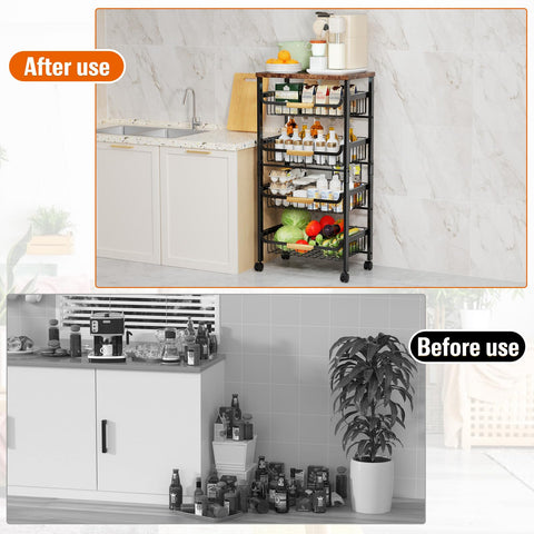 Storico cart in use in kitchen for extra prep and storage.