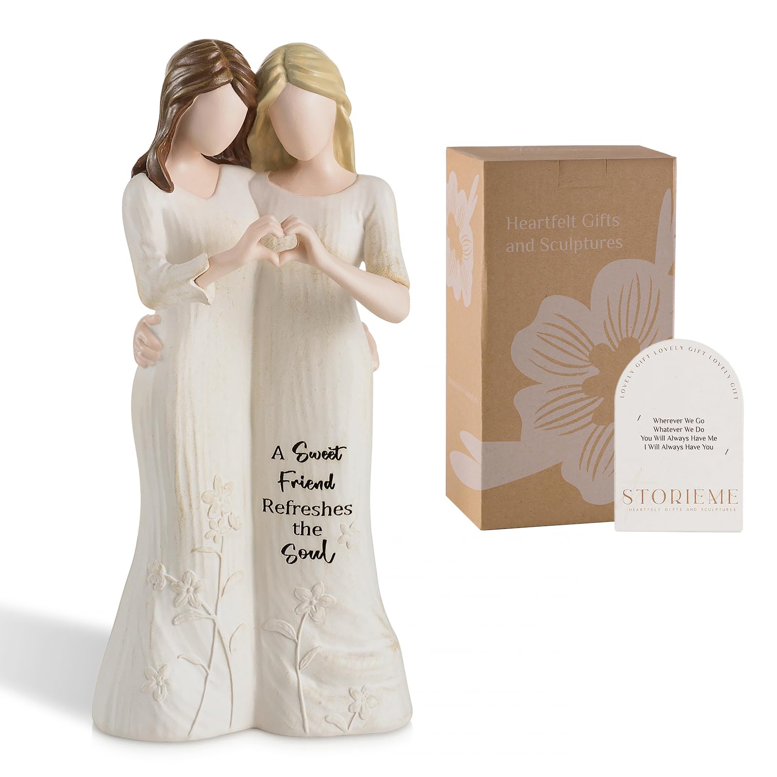 Storieme best friend figurine in white dress with finger heart for desks