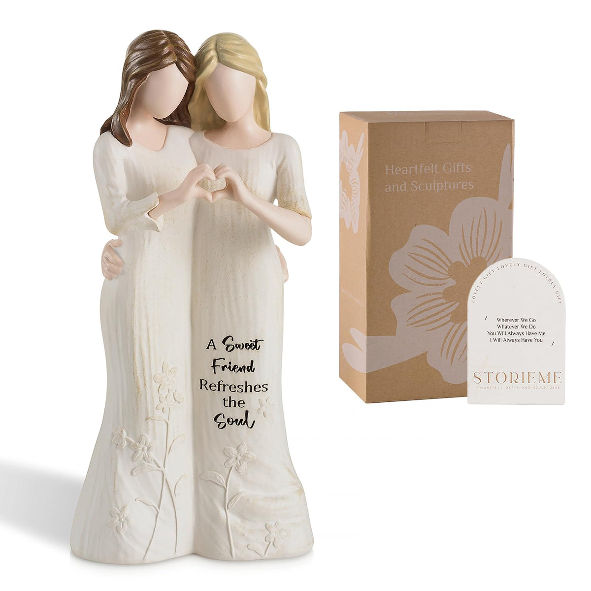 Storieme best friend figurine in white dress with finger heart for desks