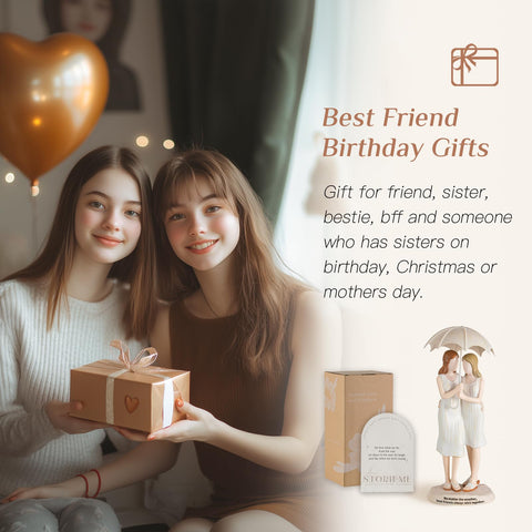 Storieme durable resin figurine showcases lifelong friendship with a chic display base.