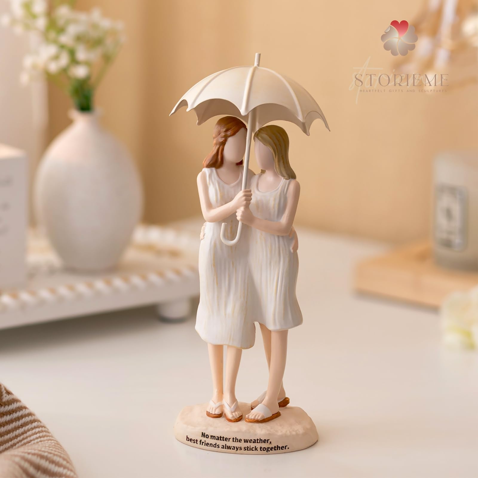 Storieme home decor figurine enhances shelves, mantels, and living spaces.
