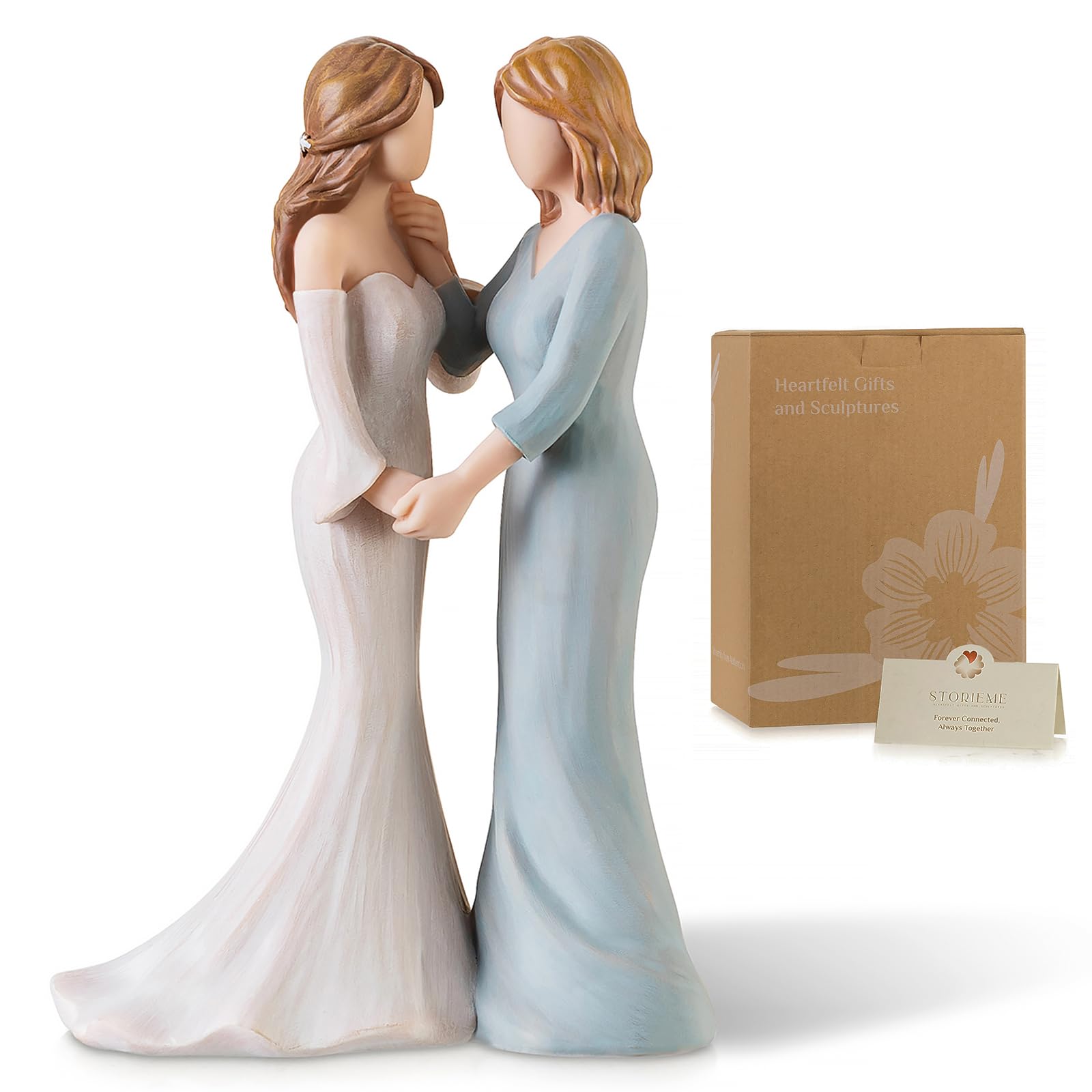 Storieme mother-of-the-bride figurine captures a tender cheek touch for lasting memories.