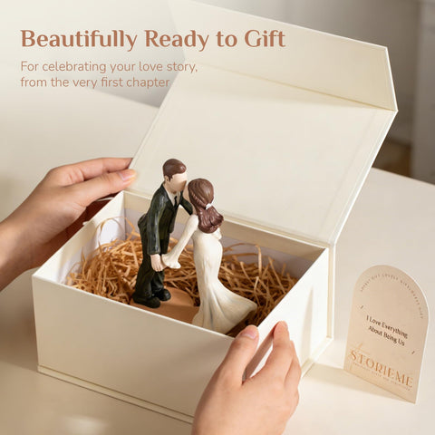 Storieme side-view cake topper offers added depth for elegant arrangements