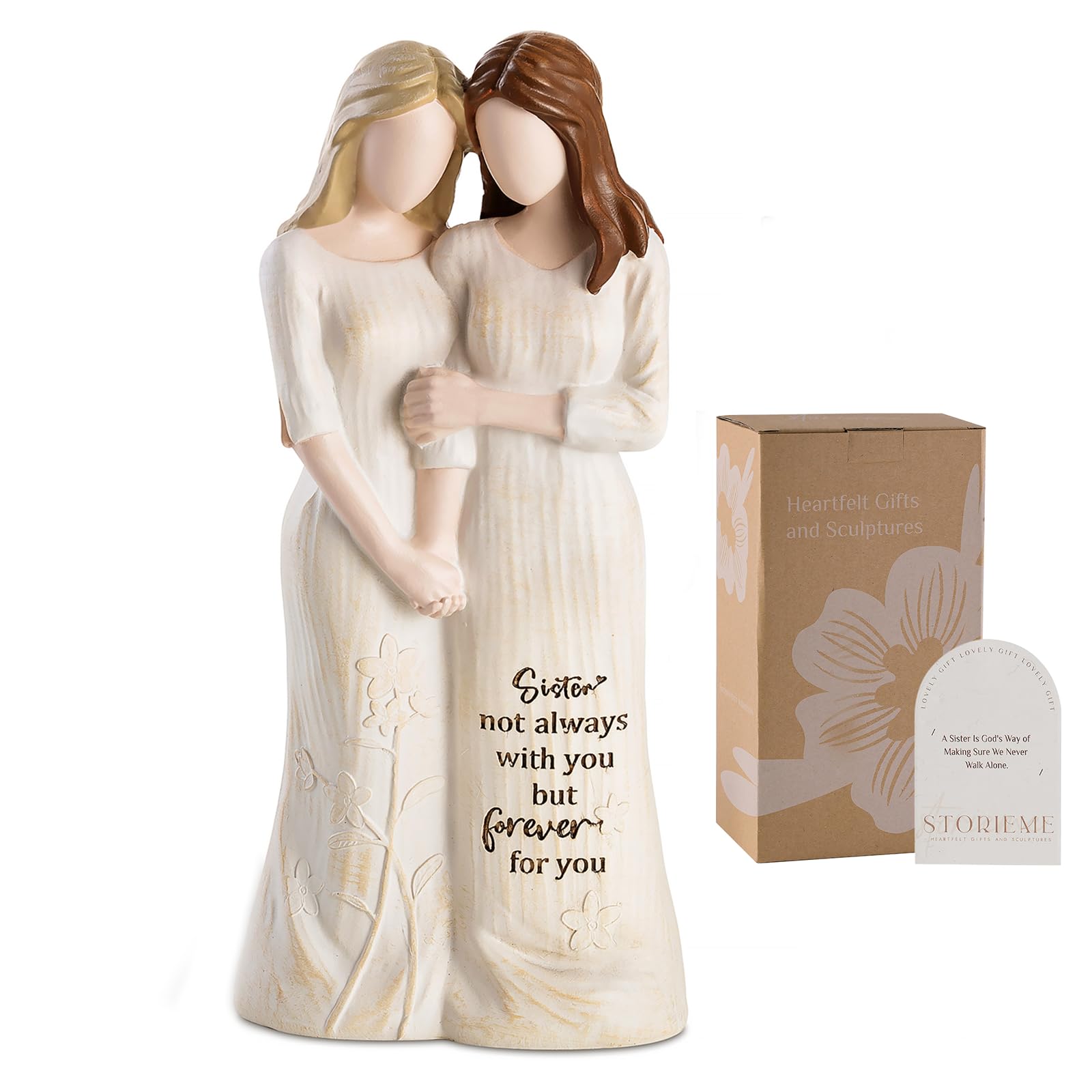 Storieme soul sister figurine, elegant display symbolizing enduring sisterhood at home.