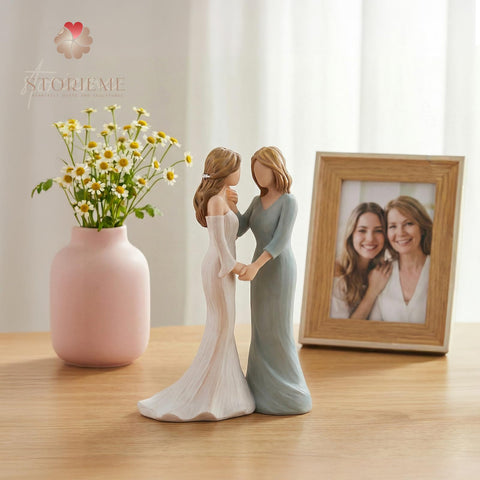 Storieme wedding day keepsake figurine highlights a heartfelt bridal gift moment.