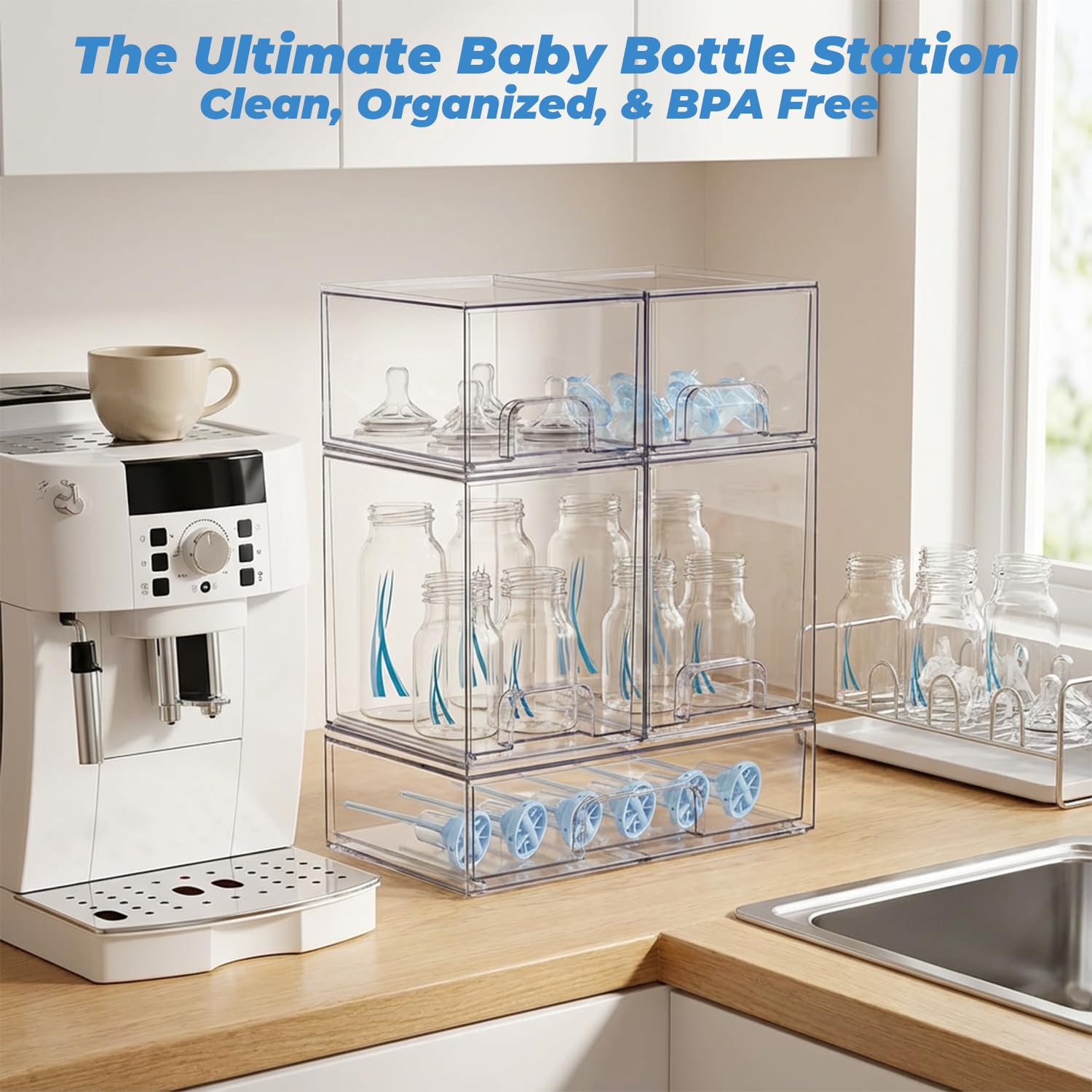 Stowgo large-drawer bottle storage for organized bottles.