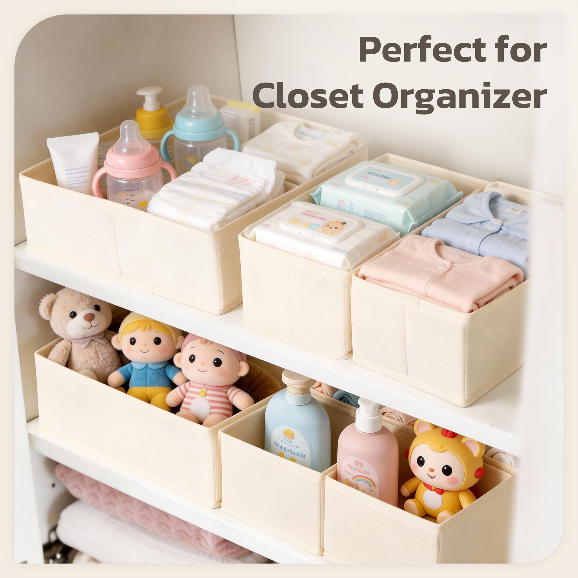 Stowsia multi-purpose beige organizer suitable for bedrooms, nurseries, and offices.