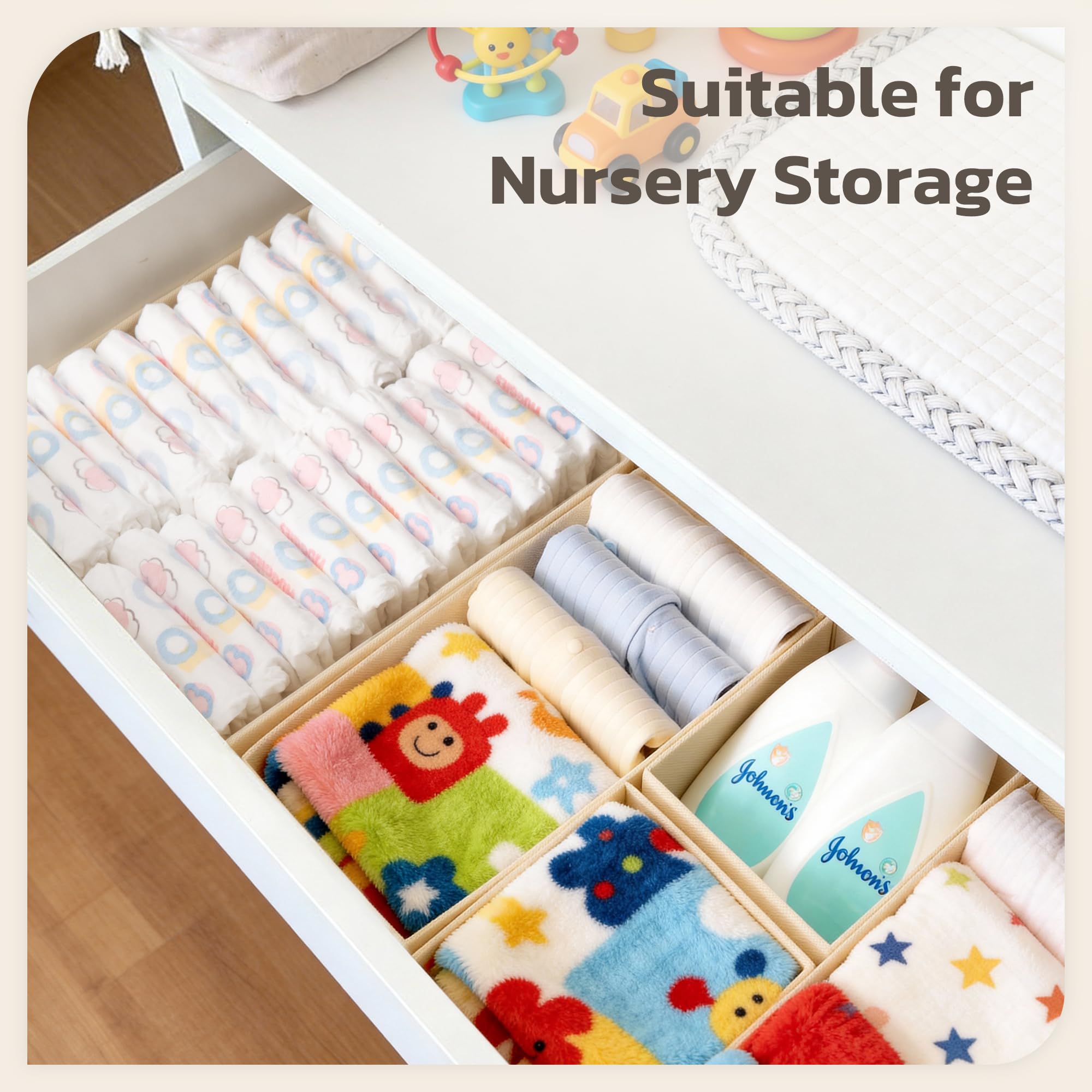 Stowsia space-saving drawer organizer fits most drawers and maximizes space.