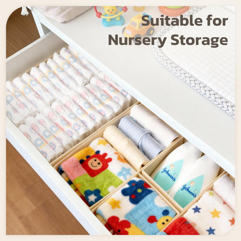 Stowsia space-saving drawer organizer fits most drawers and maximizes space.