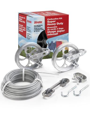 Strata outdoor clothesline kit with 150ft wire for energy-saving porch drying