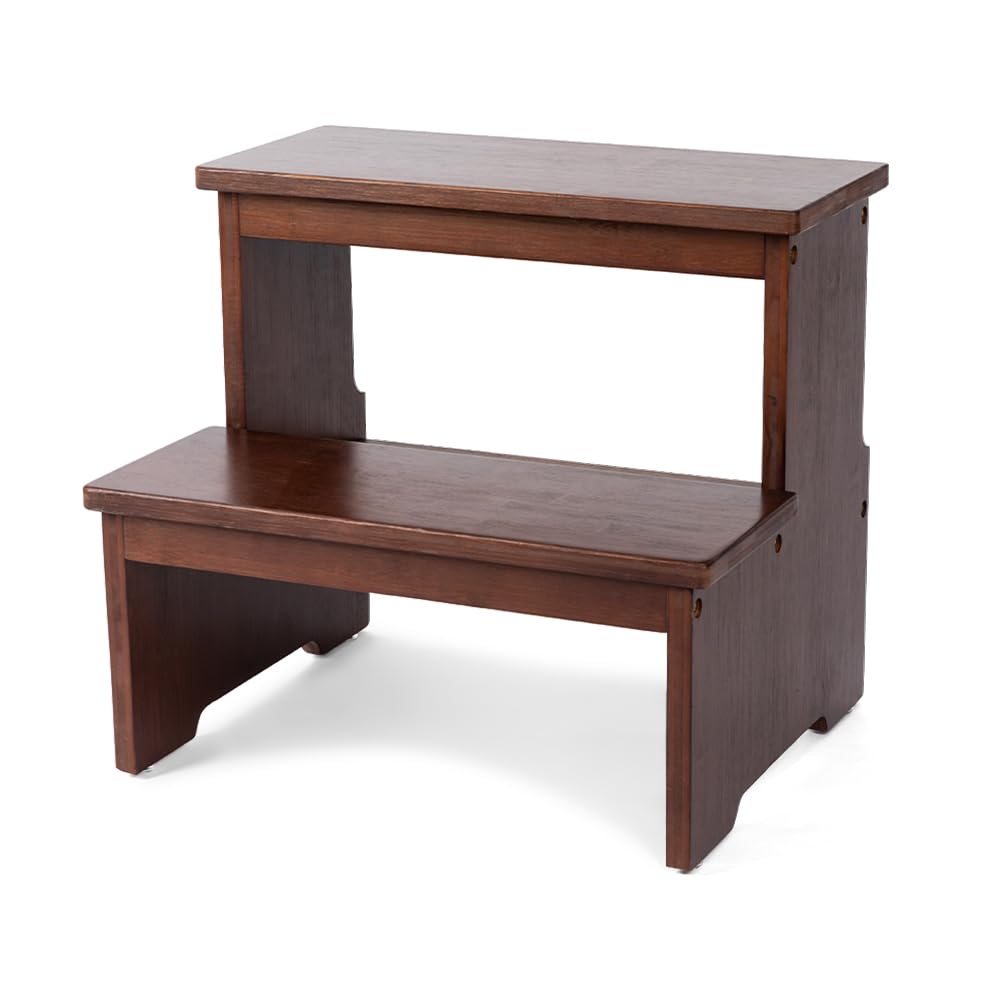 StrongTek Bamboo Two Step Stool front view for easy height access
