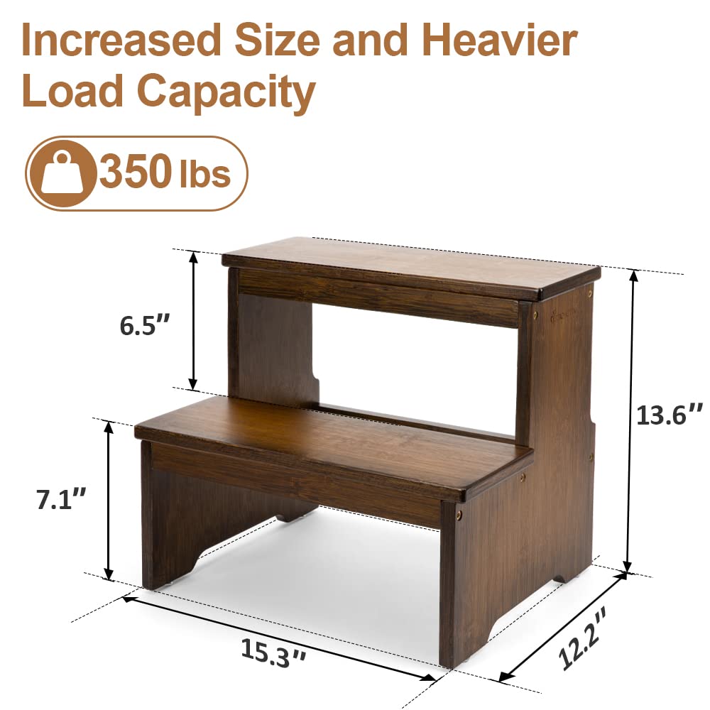 StrongTek bamboo stool side view highlights compact footprint for small spaces.