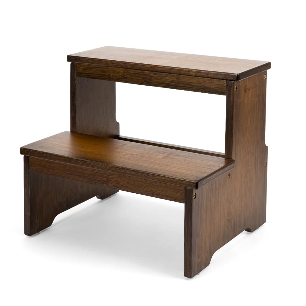 StrongTek bamboo two-step stool with a smooth surface for gentle daily tasks.