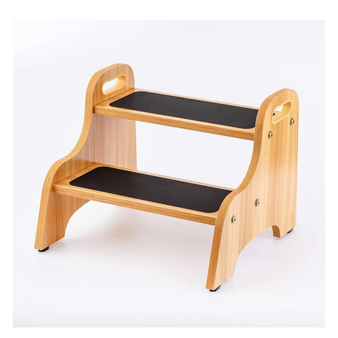 StrongTek wooden 2-step stool for kids with sturdy, kid-friendly design.