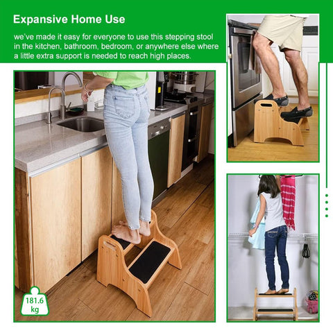 StrongTek stool with non-slip steps for safe climbing and reaching.