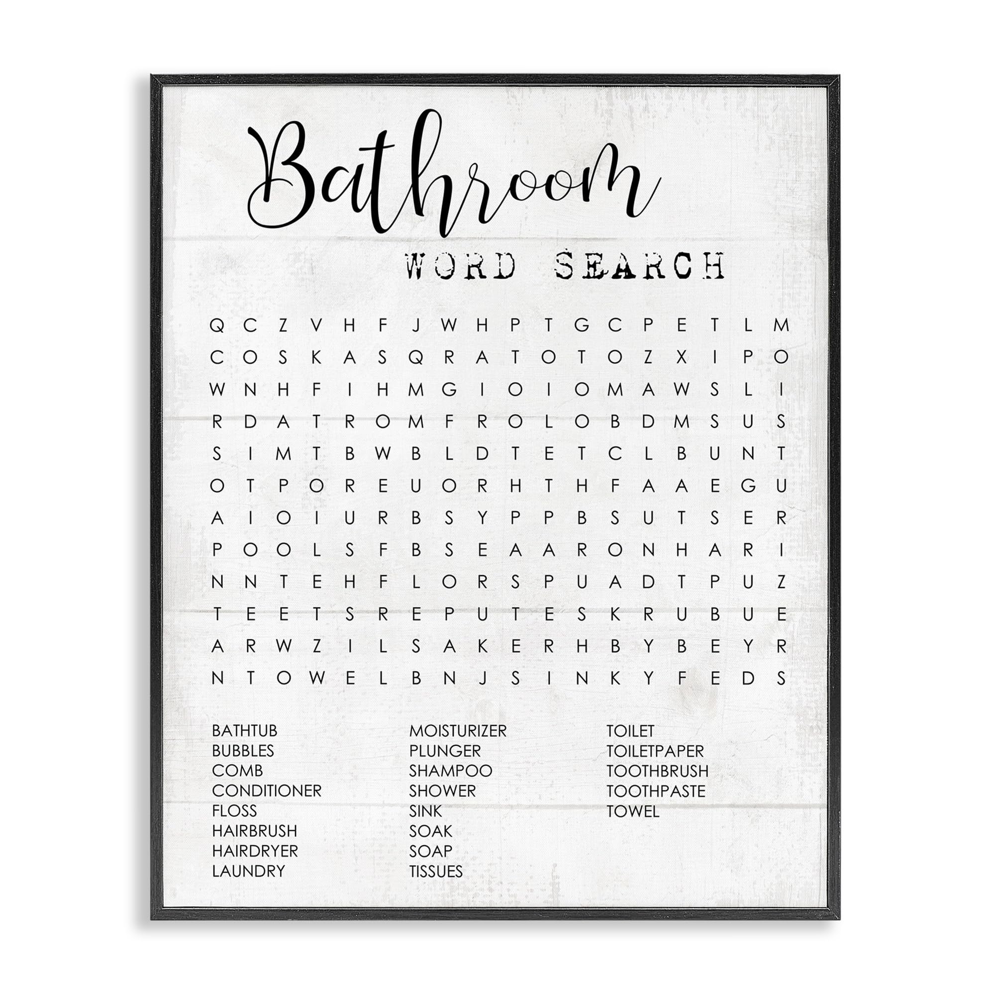 Stupell bathroom word art by Daphne Polselli, playful phrase for family-friendly bathroom decor.