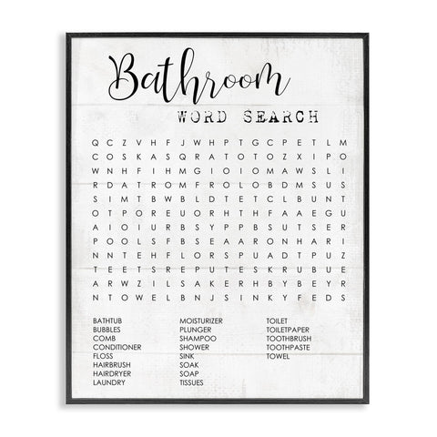 Stupell bathroom word art by Daphne Polselli, playful phrase for family-friendly bathroom decor.