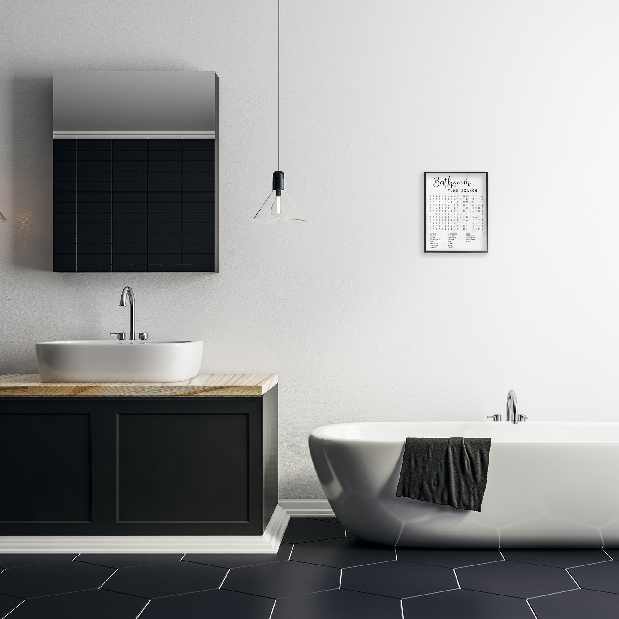 Stupell wall art ready to hang, ideal for quick bathroom styling.