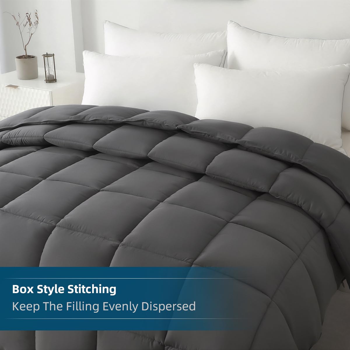 STWIENER Alaskan King Comforter filling fiber close-up shows feather-like loft and breathability