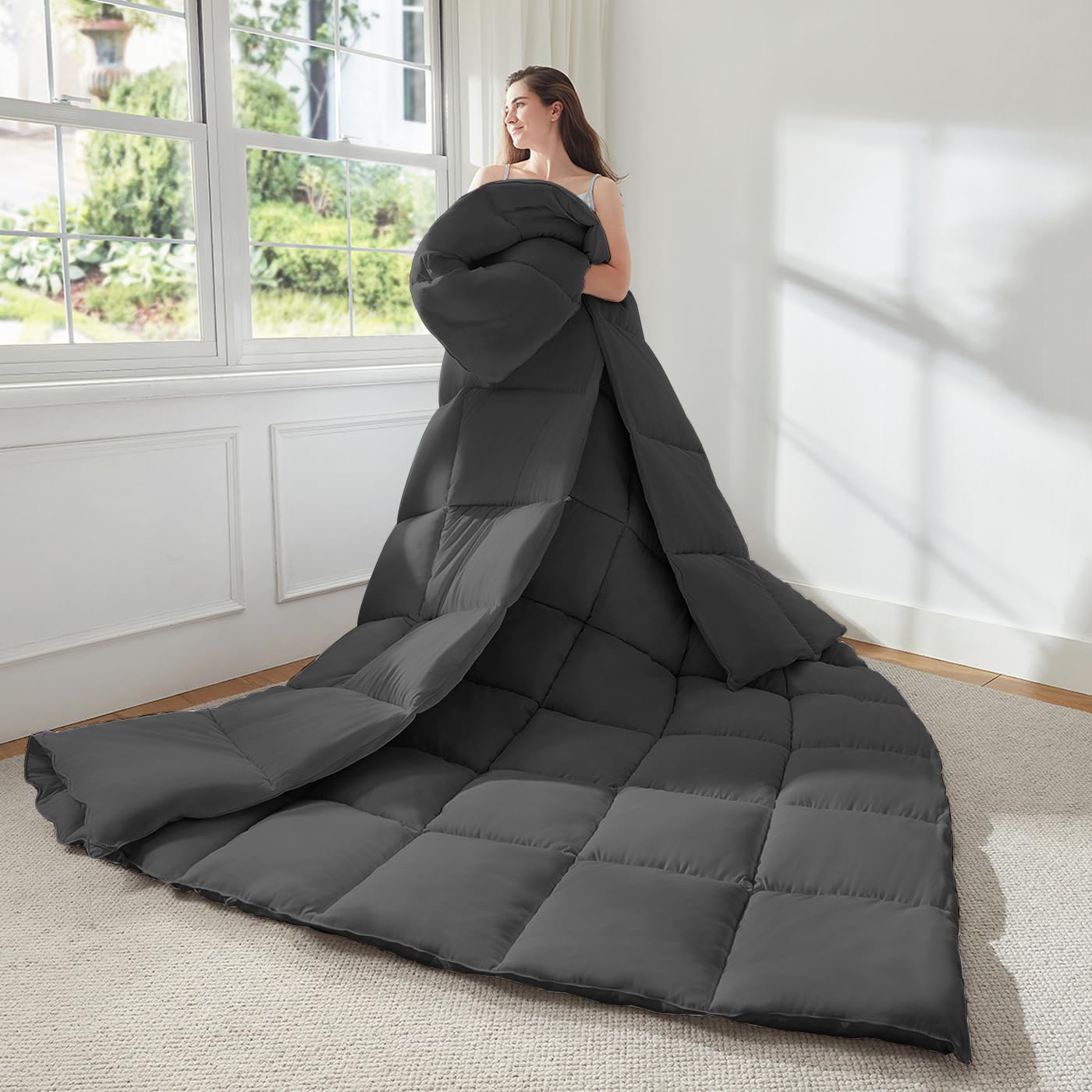 STWIENER Alaskan King Comforter stitching detail demonstrates durable double stitching