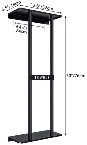 STWWO modern black finish towel rack complements contemporary bathrooms.