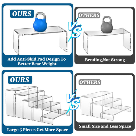 StyEdEk large acrylic risers collection set with varied heights for layered exhibits.