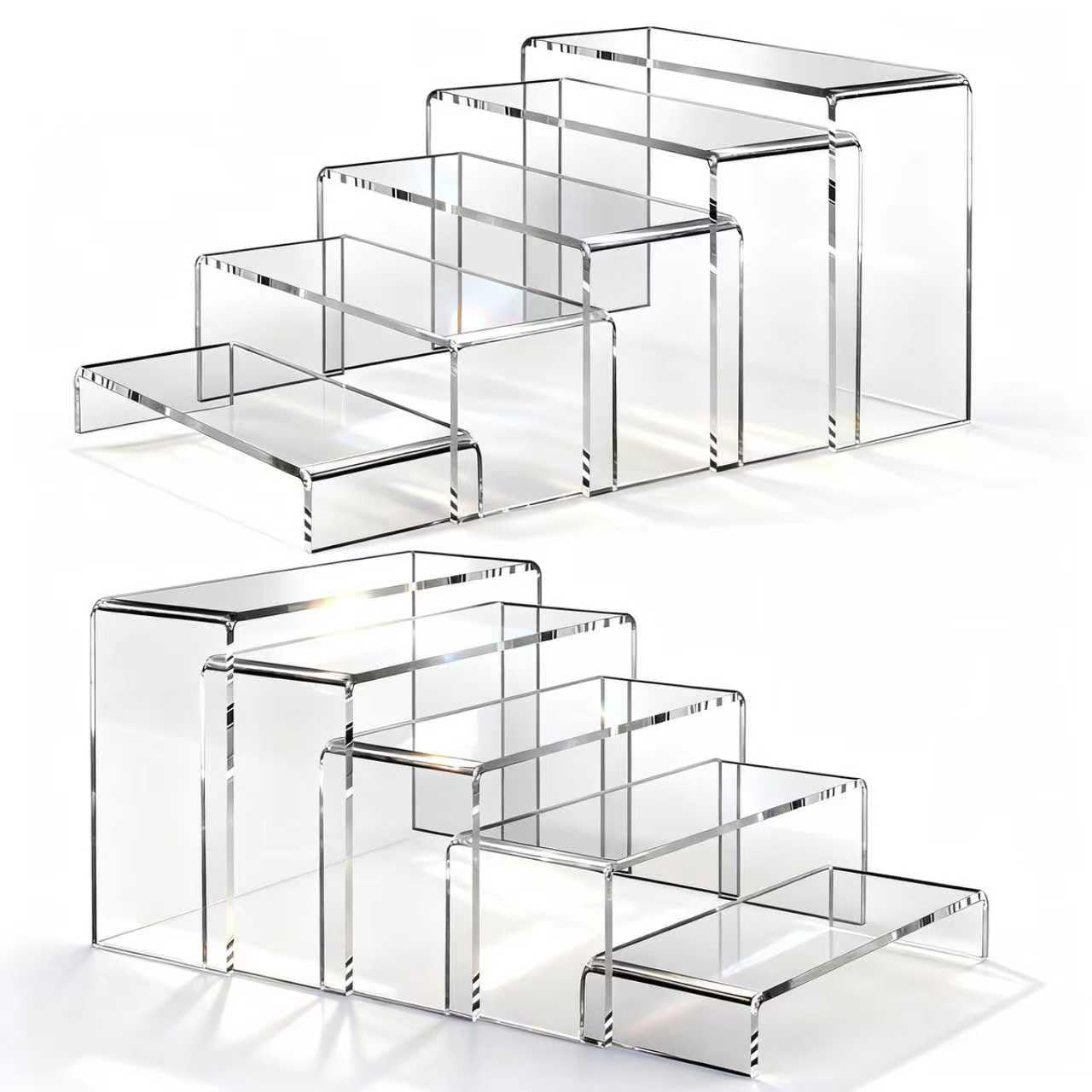 StyEdEk large acrylic risers front view showcase desserts with crystal clarity.