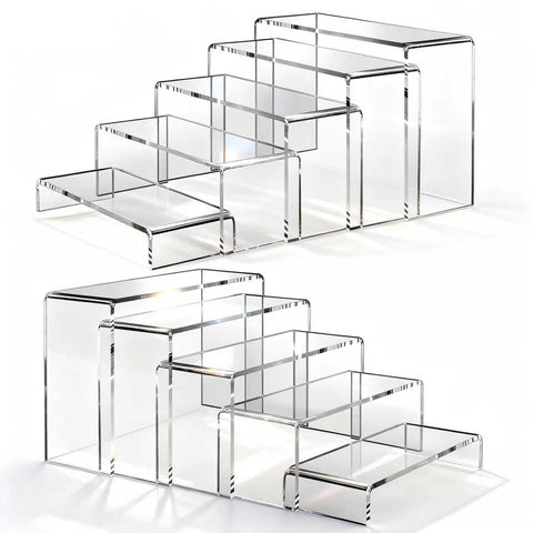 StyEdEk large acrylic risers front view showcase desserts with crystal clarity.