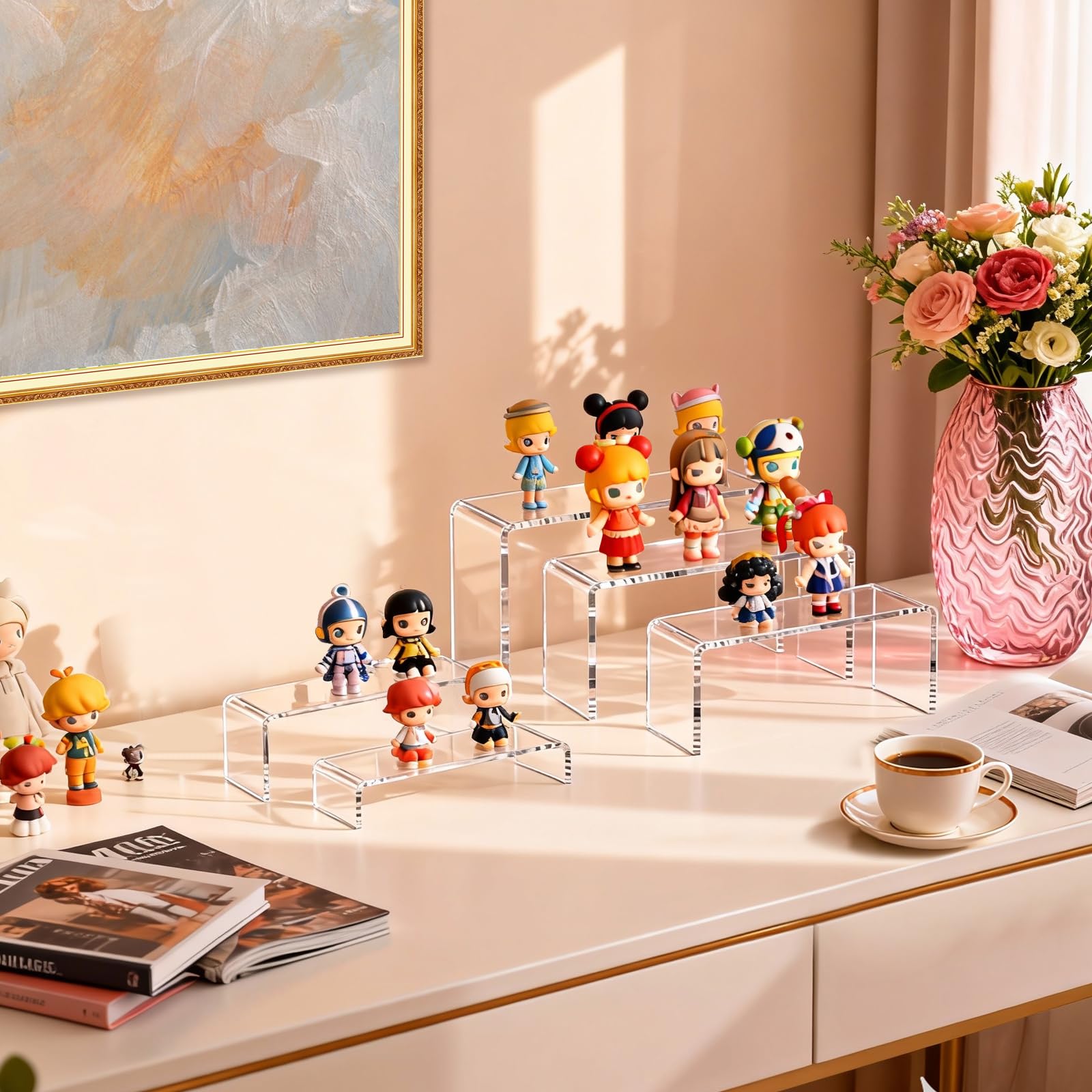 StyEdEk large acrylic risers jewelry display keeps items organized and accessible.