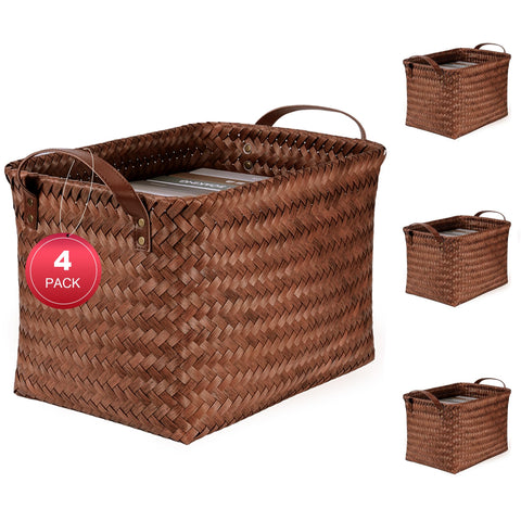 Stylave 15L laundry basket with leather handle for easy transport.