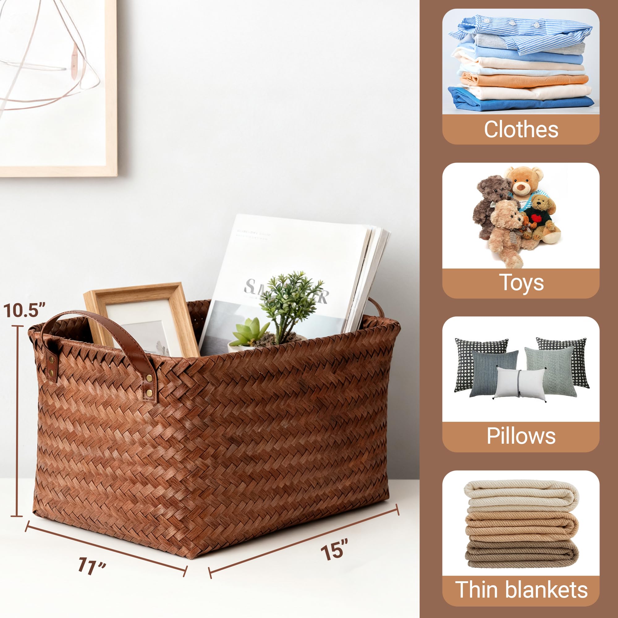 Stylave large capacity bin used in a bedroom for clothing organization.