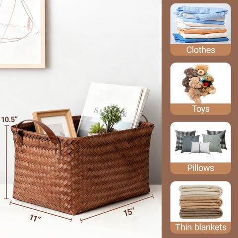 Stylave large capacity bin used in a bedroom for clothing organization.