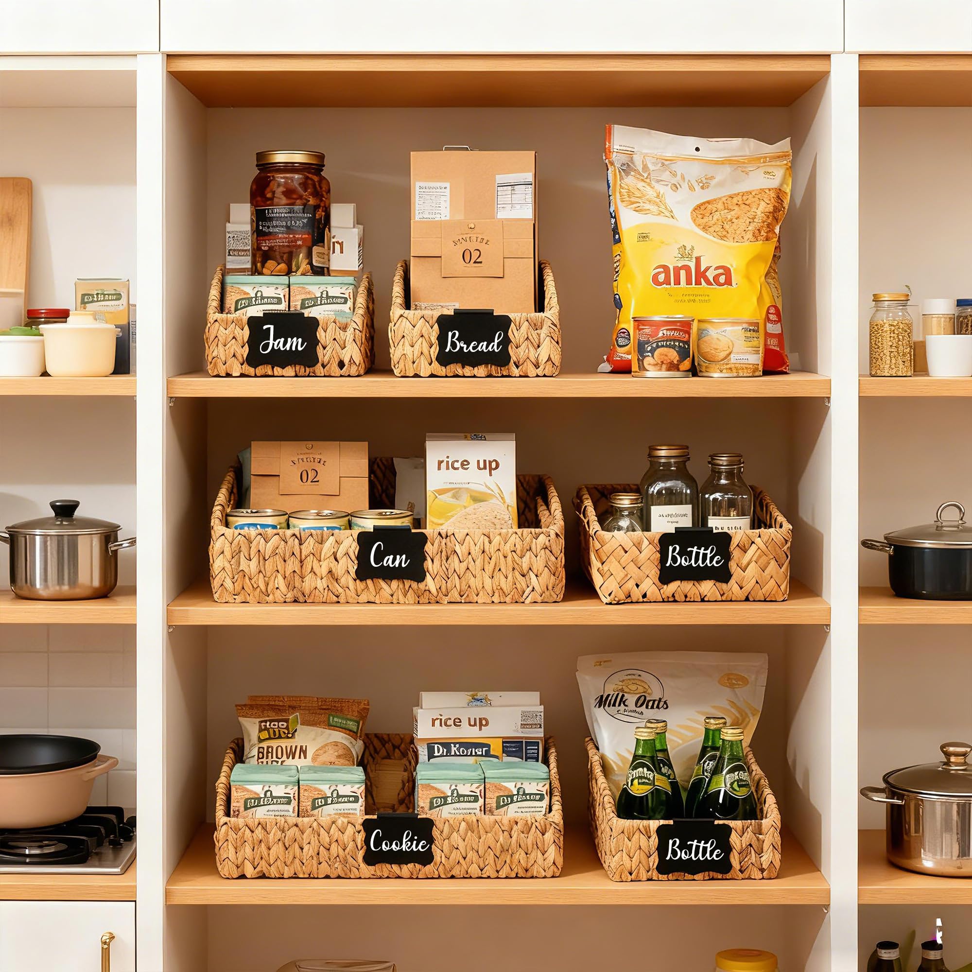 Stylave large basket with slanted opening for quick content visibility.