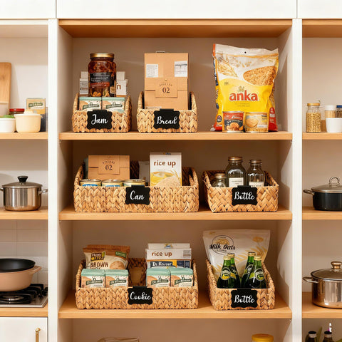 Stylave large basket with slanted opening for quick content visibility.