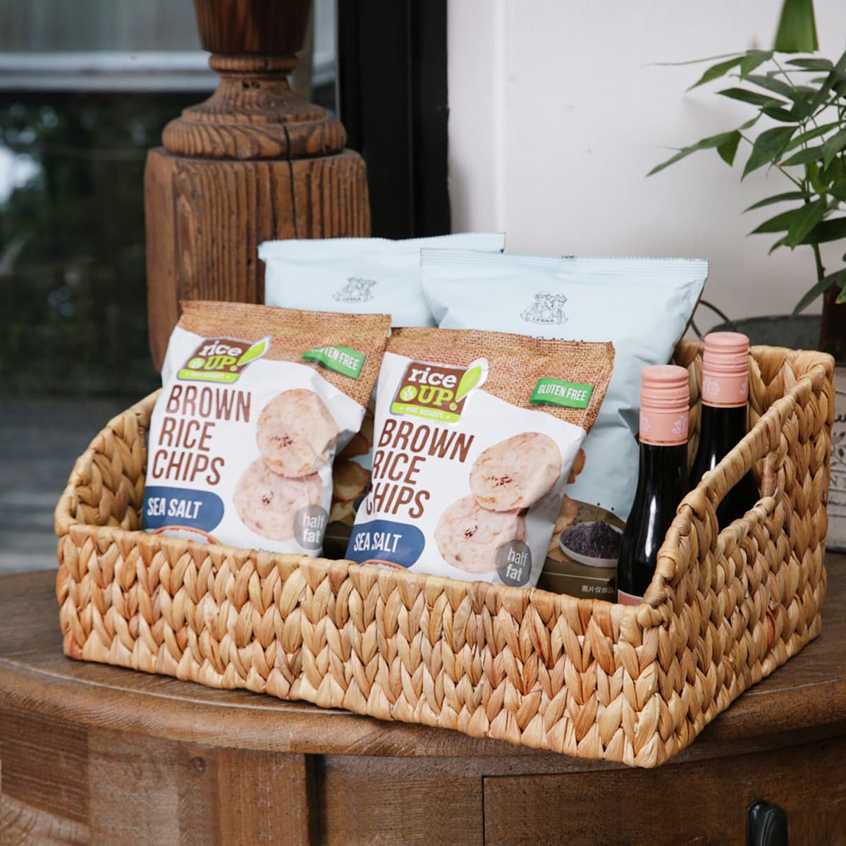 Stylave living room basket stores magazines or tablets neatly.