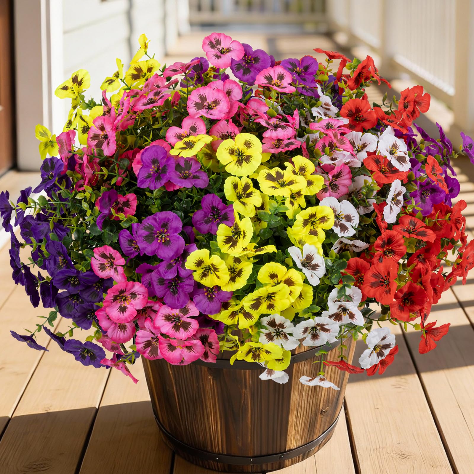 StyleNest 24-pcs artificial pansy bundle with realistic petals for outdoor decor.