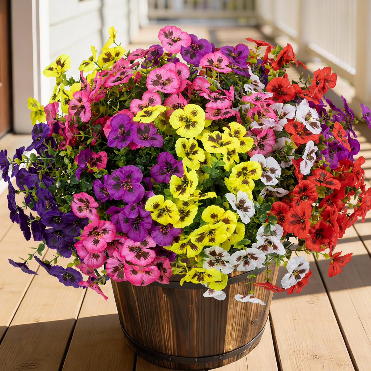StyleNest 24-pcs artificial pansy bundle with realistic petals for outdoor decor.