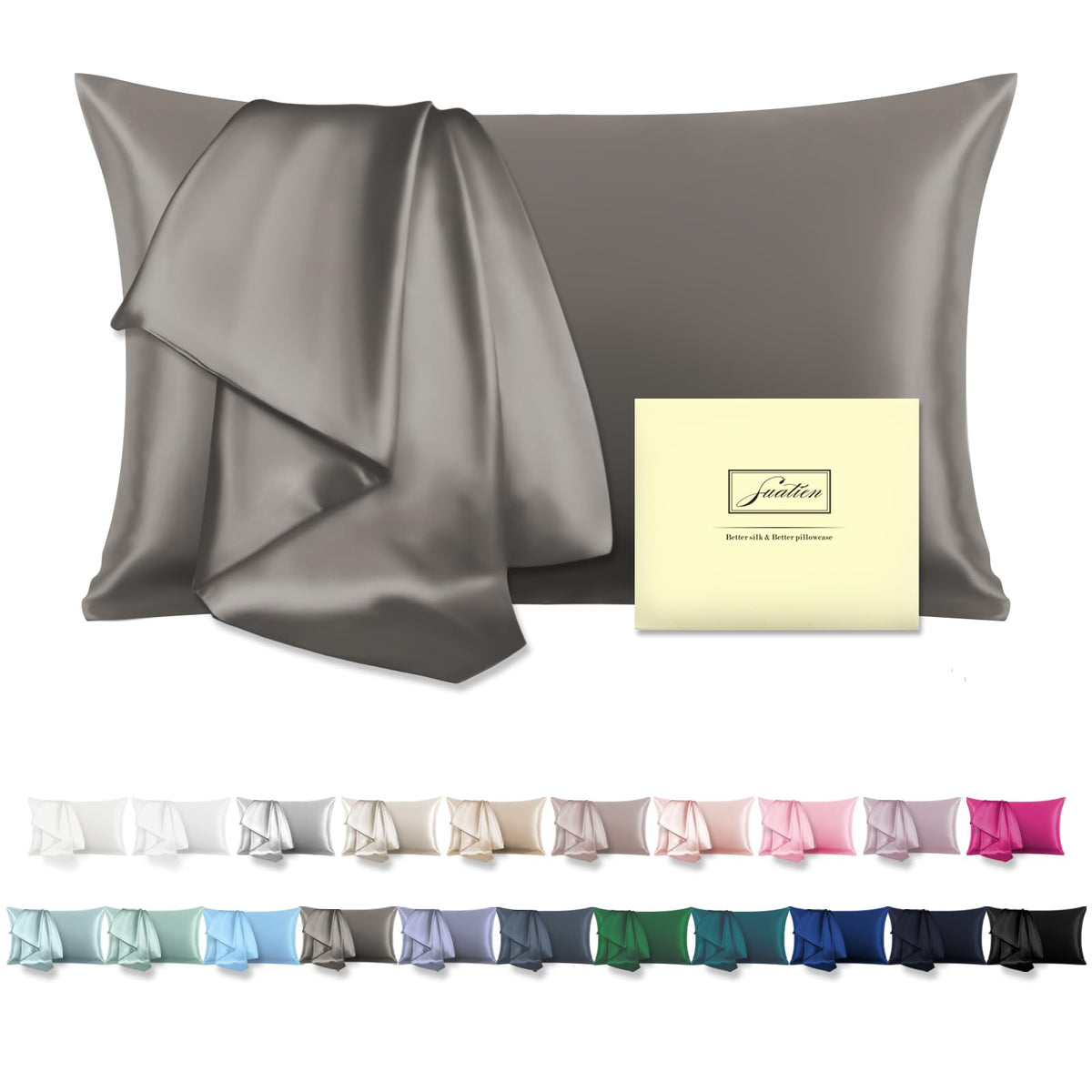 Suatien Mulberry Silk Pillowcase close-up showing smooth texture for gentle hair care
