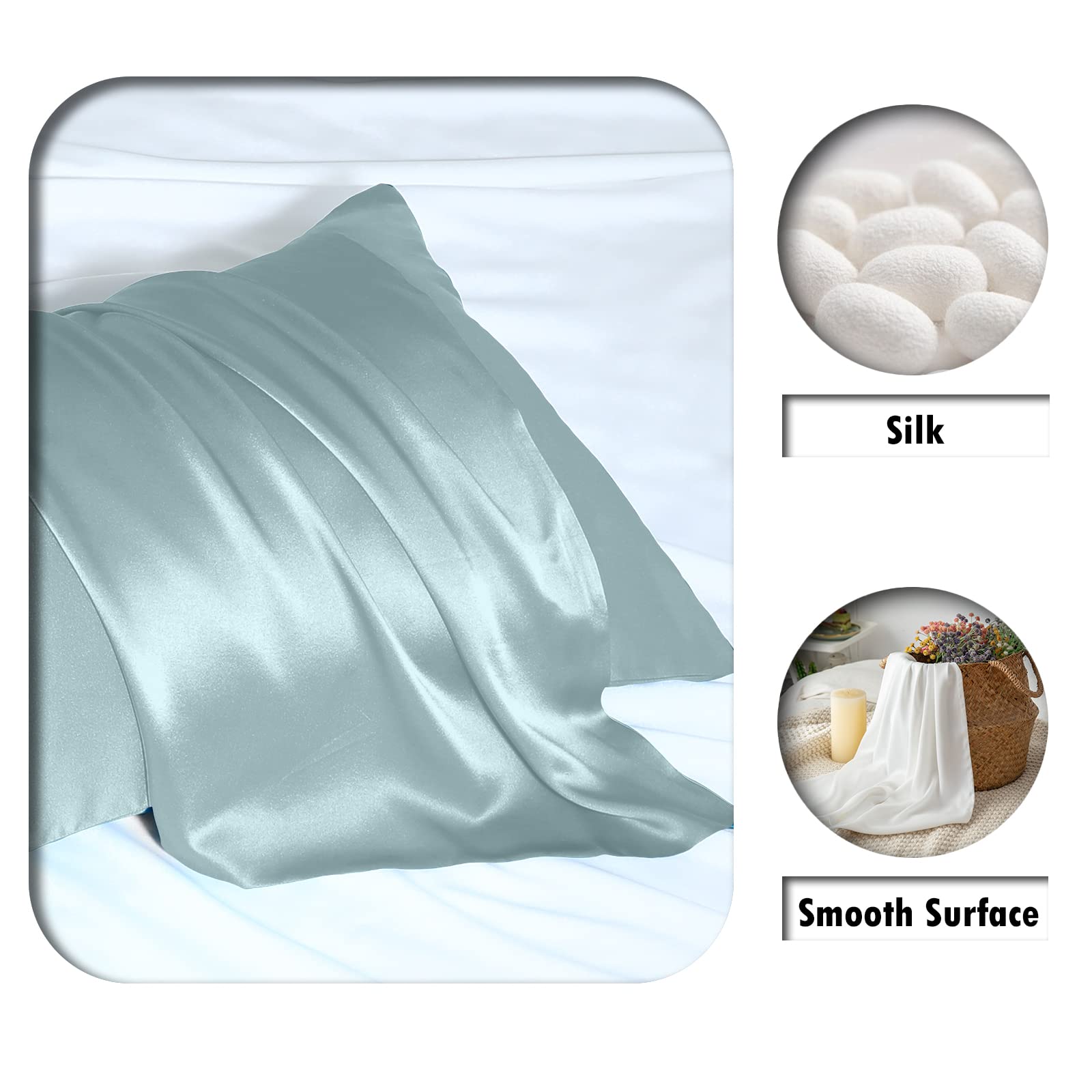 Hidden zipper on Suatien silk pillowcase secures closure.